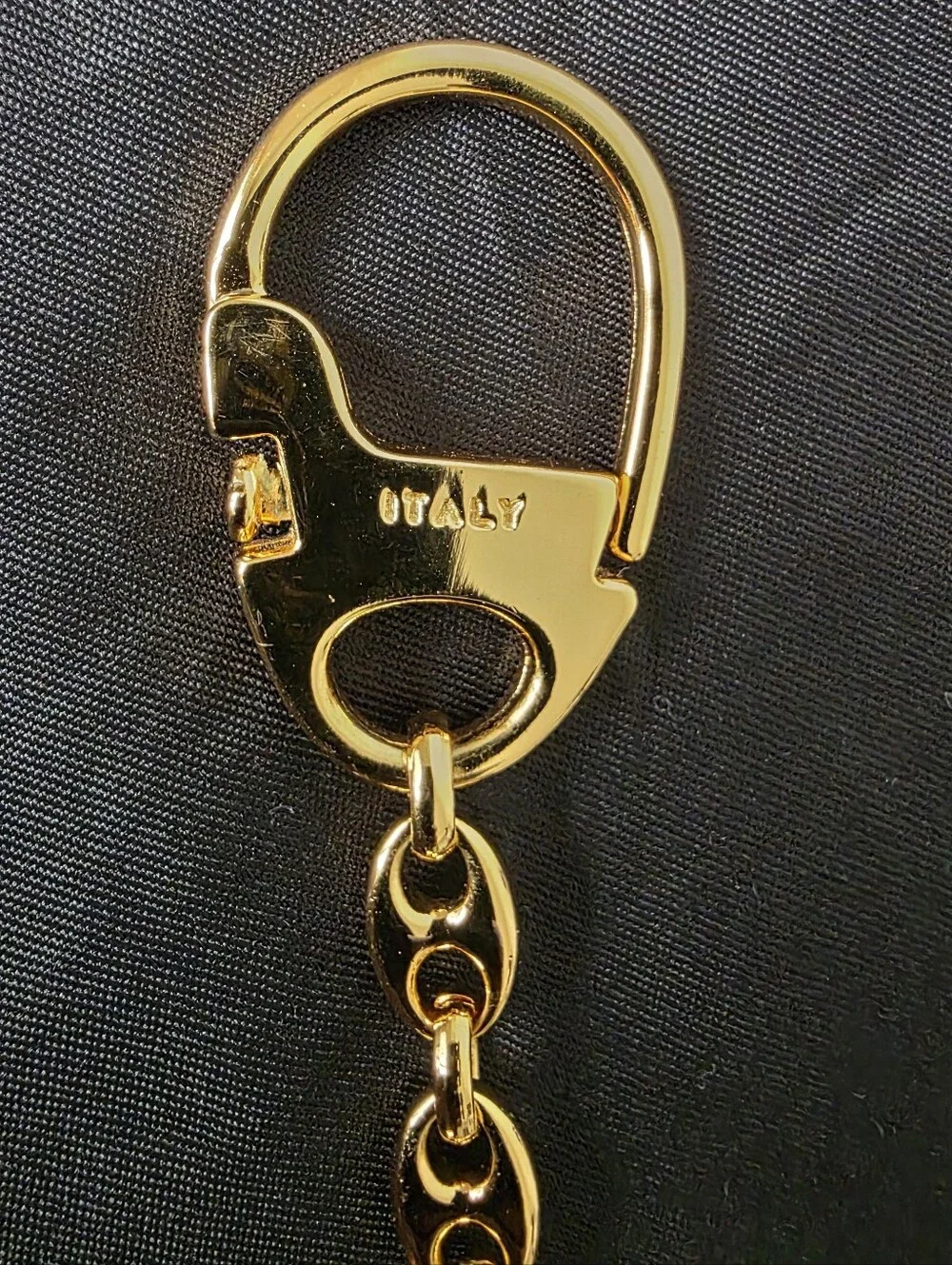 Auth Gucci Interlocking GG Gold/Blue Keychain